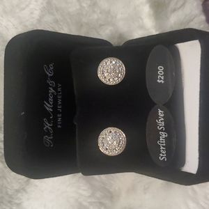 NWT in box 1/10 carat diamond cluster earrings set in Sterling Silver